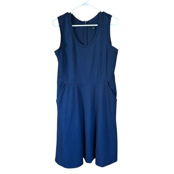 Banana Republic Navy Sleeveless Scoop Neck Fit and Flare Midi Dress 12T Tall - Picture 1 of 7